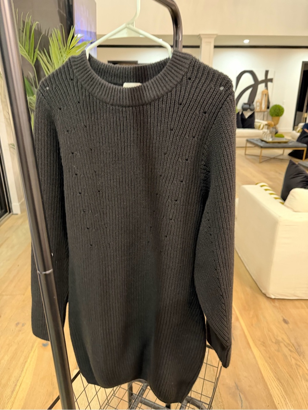 H&M Black Ribbed Crewneck Women's Sweater Dress